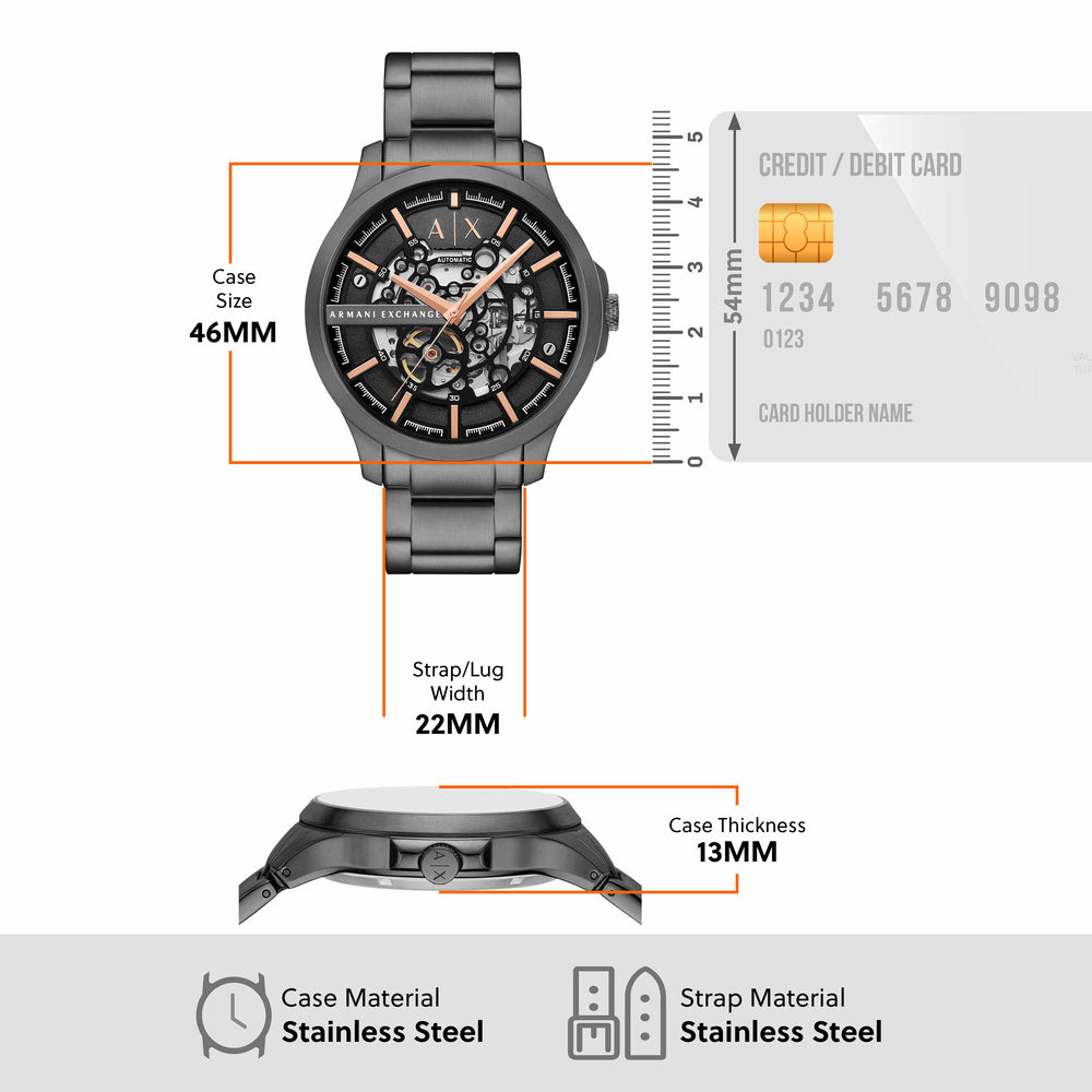 Automatic Gunmetal Stainless Steel Watch