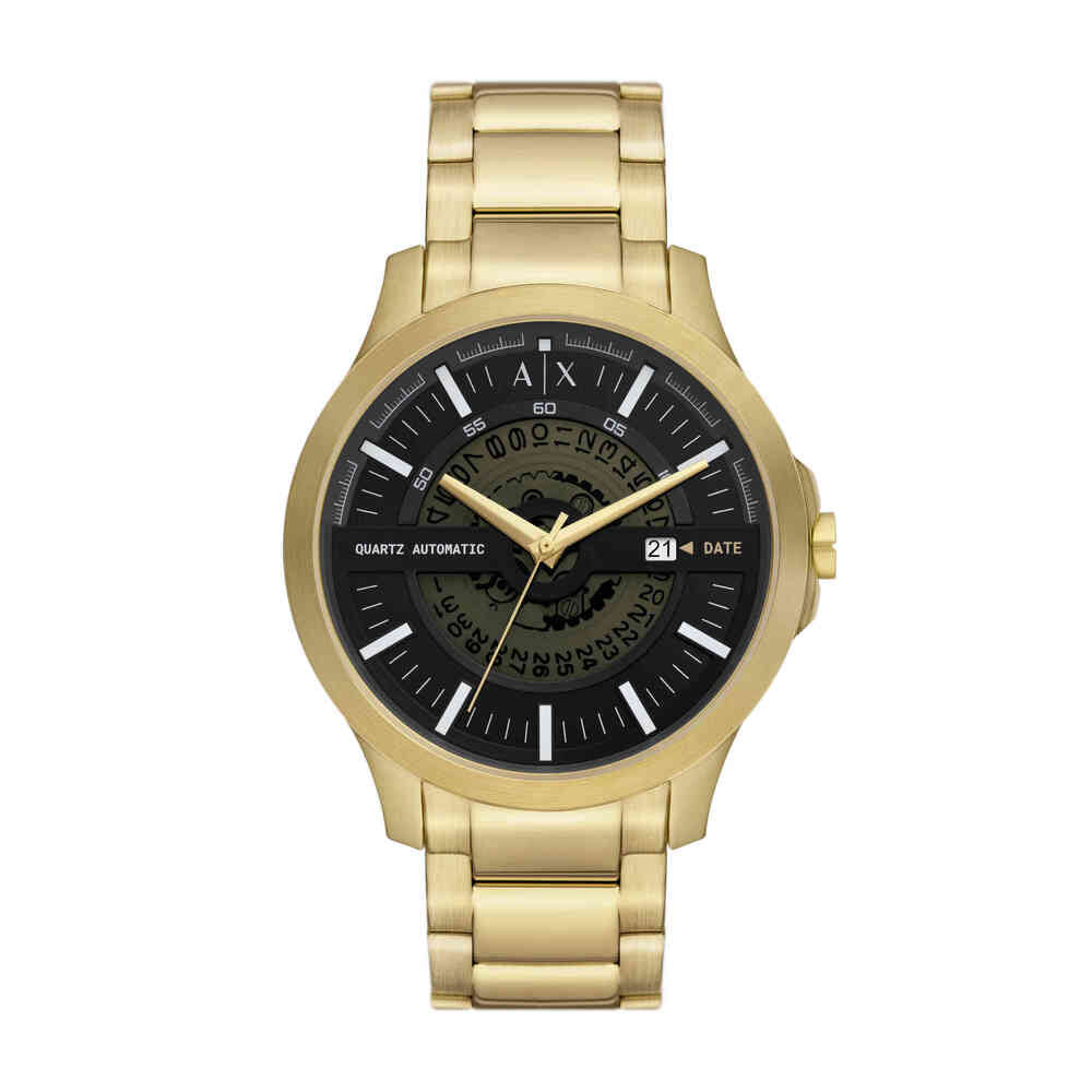 Automatic Quartz Three-Hand Date Gold-Tone Stainless Steel Watch