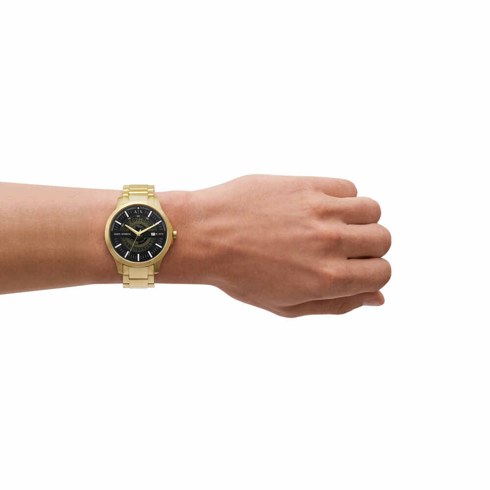 Automatic Quartz Three-Hand Date Gold-Tone Stainless Steel Watch