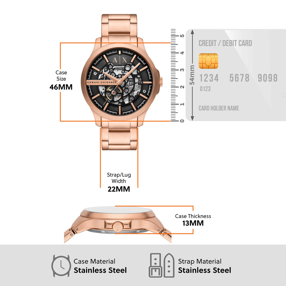 Automatic Rose Gold-Tone Stainless Steel Watch
