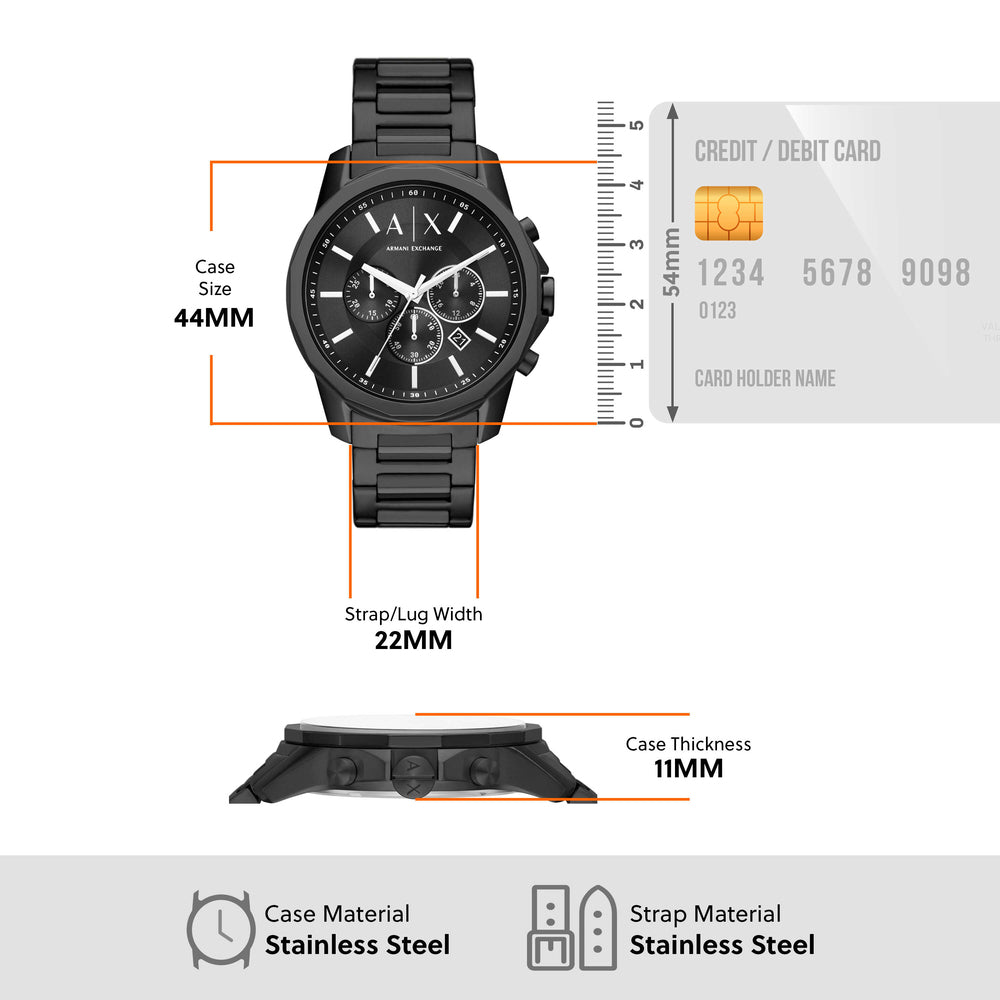 Chronograph Black Stainless Steel Watch