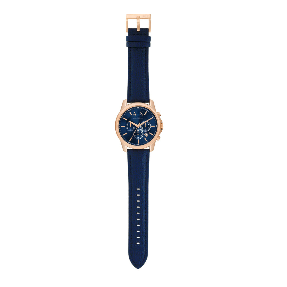 Chronograph Blue Leather Watch