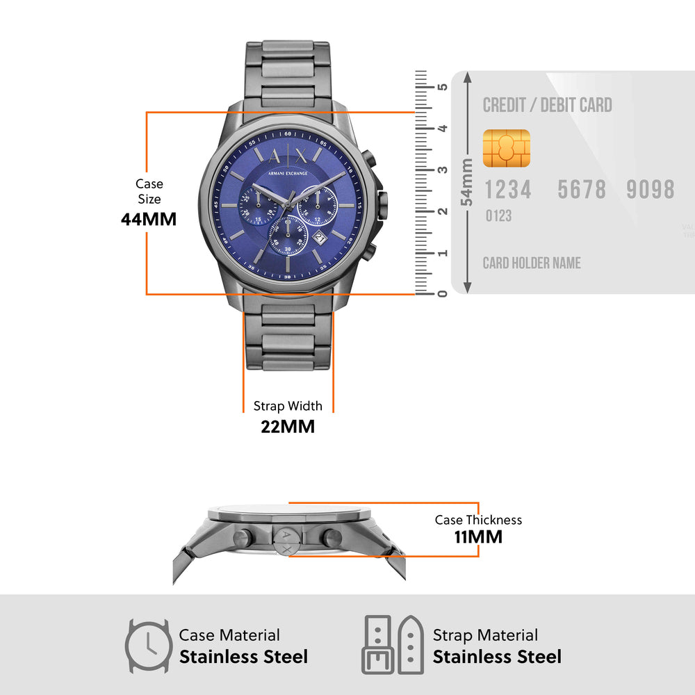 Chronograph Gunmetal Stainless Steel Watch