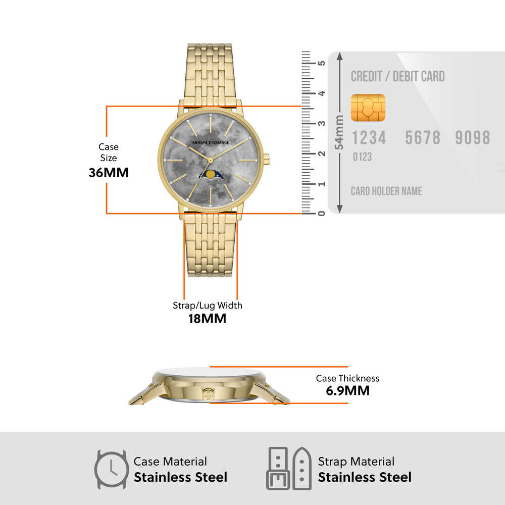Moonphase Multifunction Gold-Tone Stainless Steel Watch