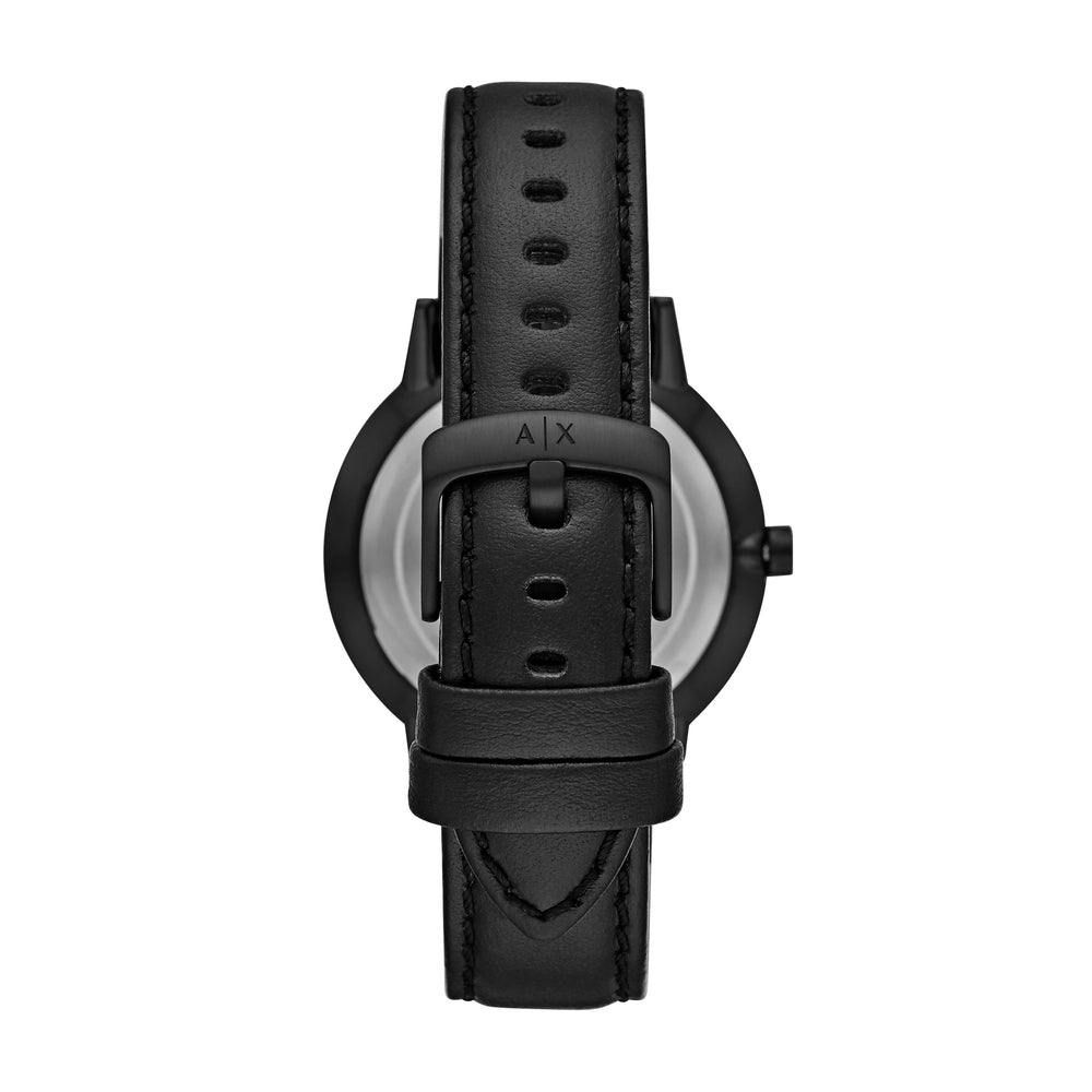 Multifunction Black Leather Watch