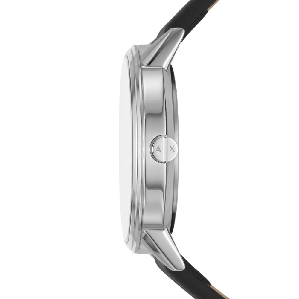 Multifunction Black Leather Watch