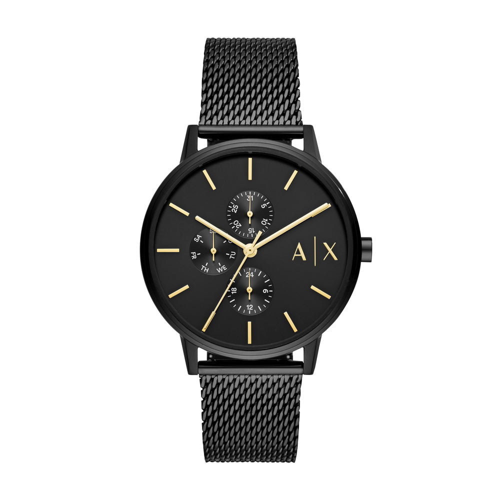 Multifunction Black Stainless Steel Mesh Watch