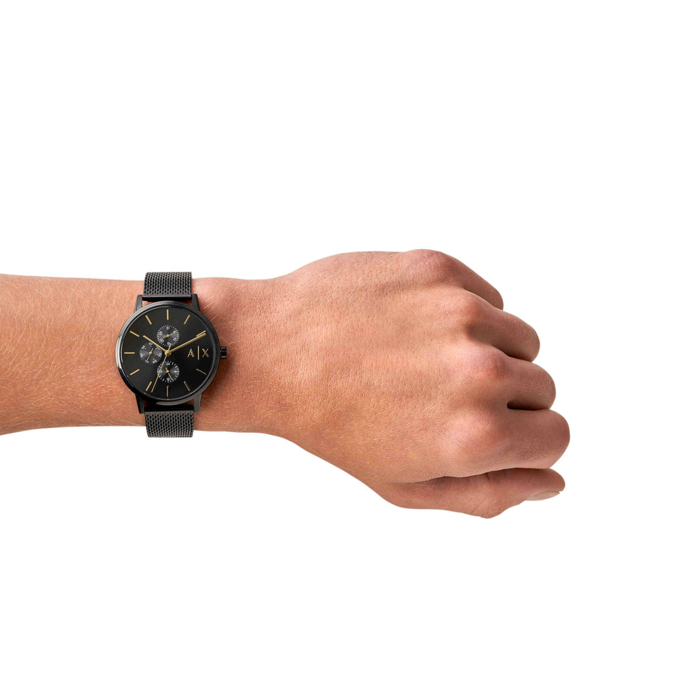 Multifunction Black Stainless Steel Mesh Watch