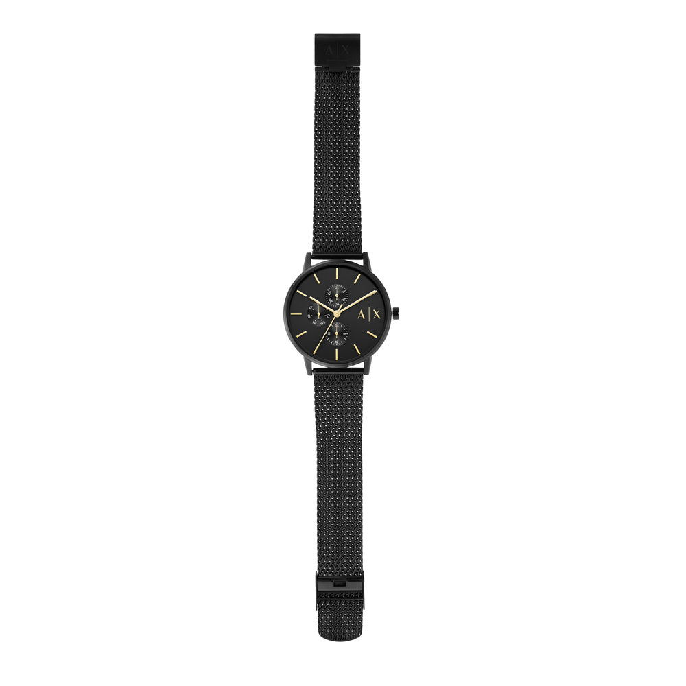 Multifunction Black Stainless Steel Mesh Watch