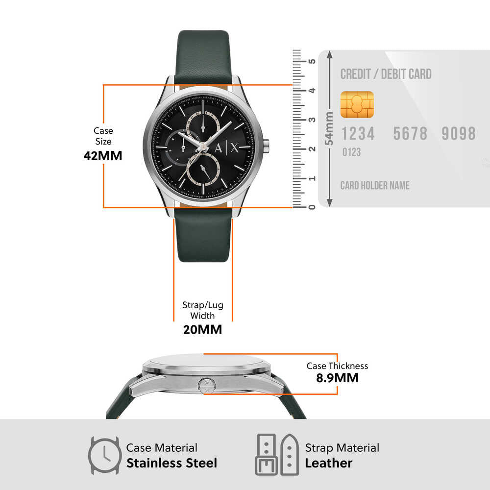 Multifunction Green Leather Watch
