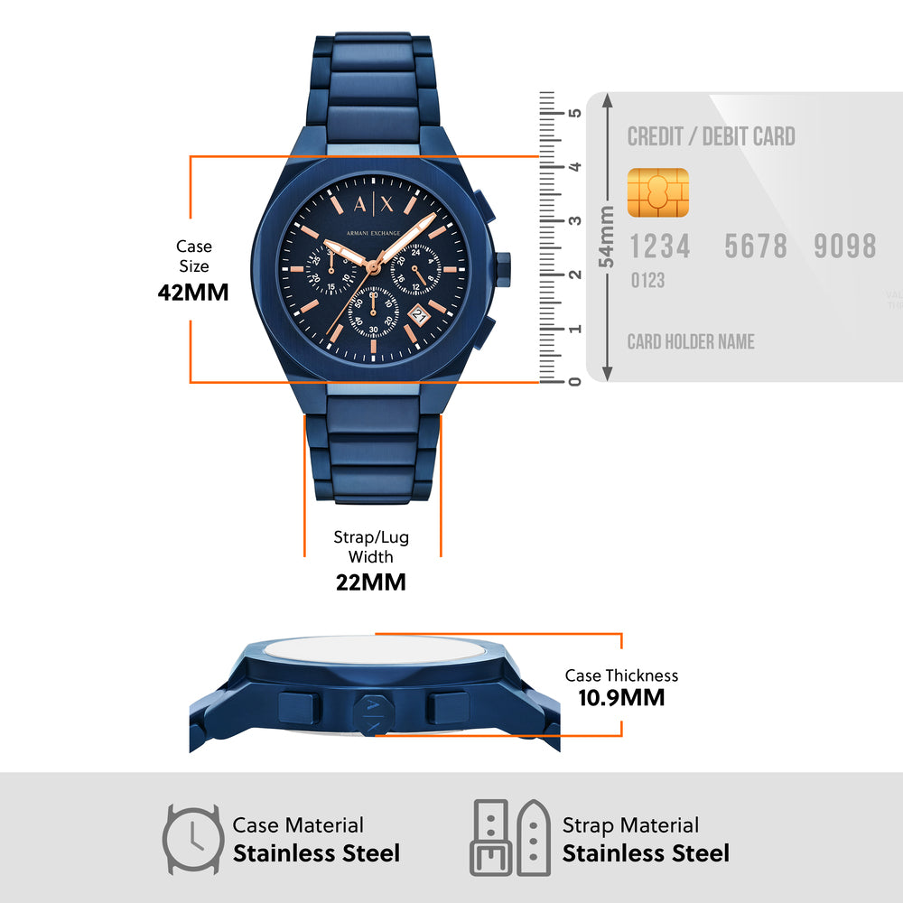 Sync Chronograph Blue Stainless Steel Watch