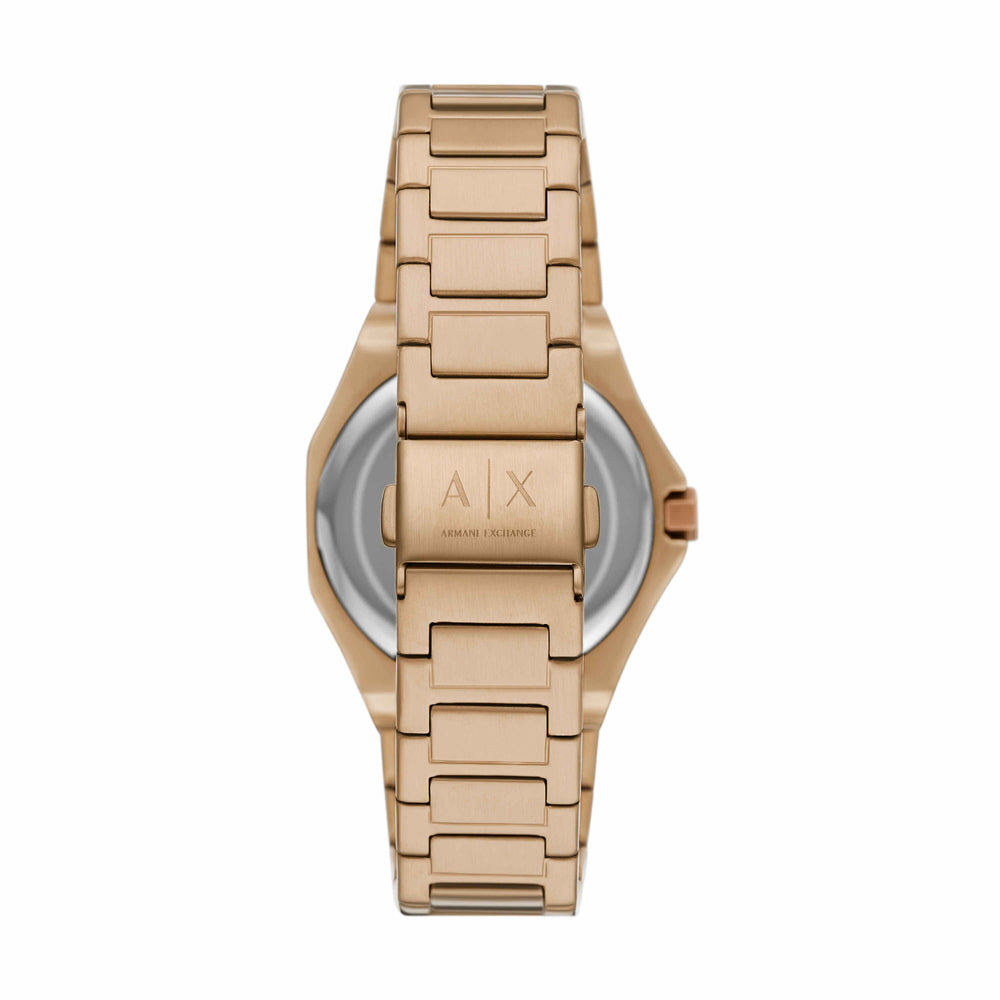 Three-Hand Beige Gold-Tone Stainless Steel Watch