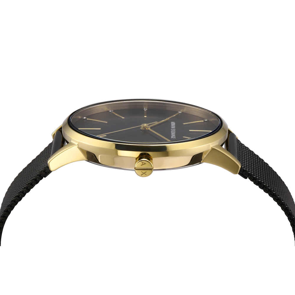 Three-Hand Black Stainless Steel Mesh Watch