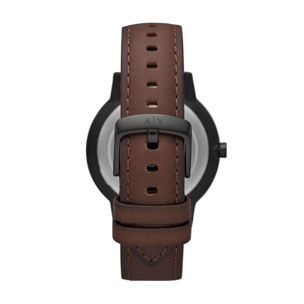 Three-Hand Brown Leather Watch