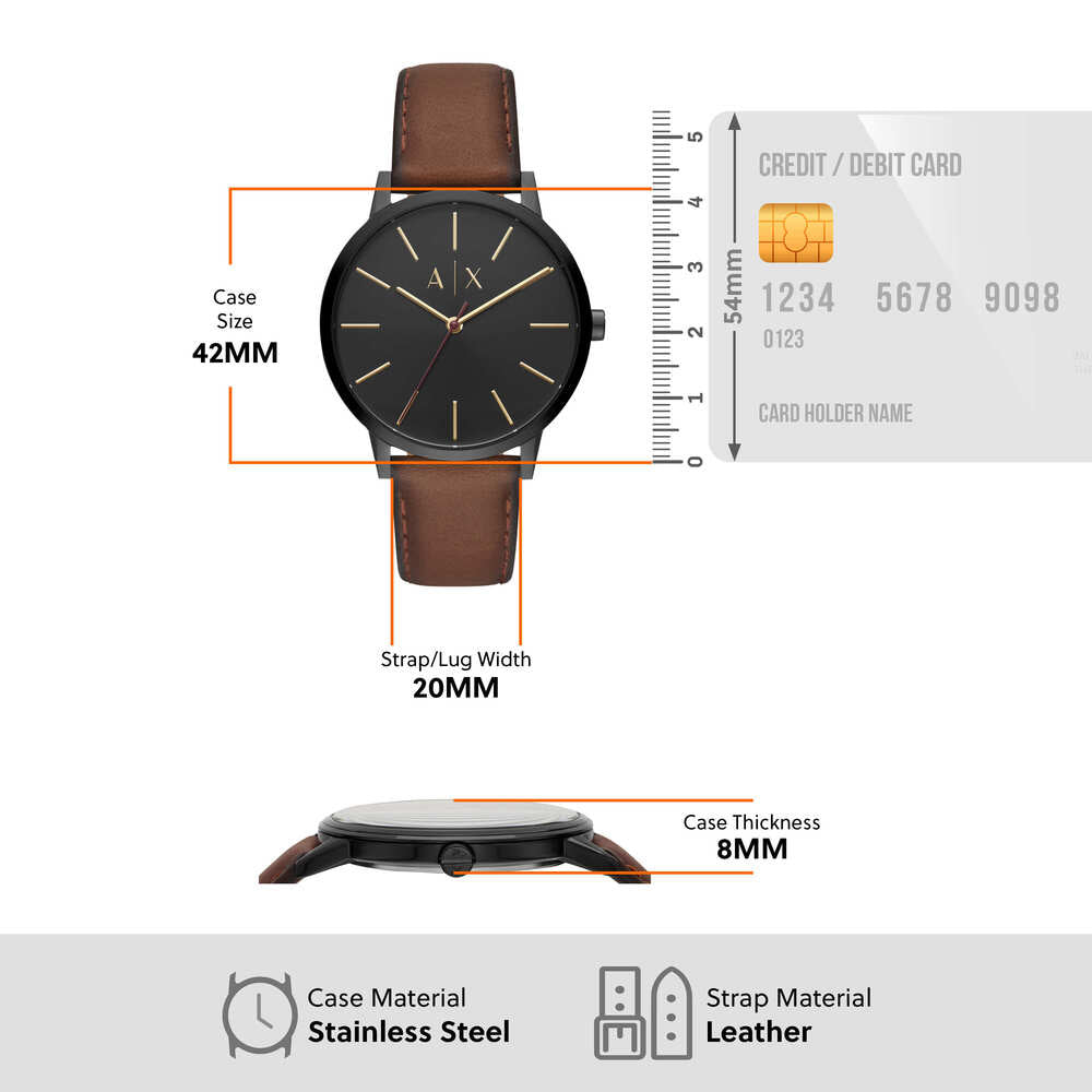 Three-Hand Brown Leather Watch
