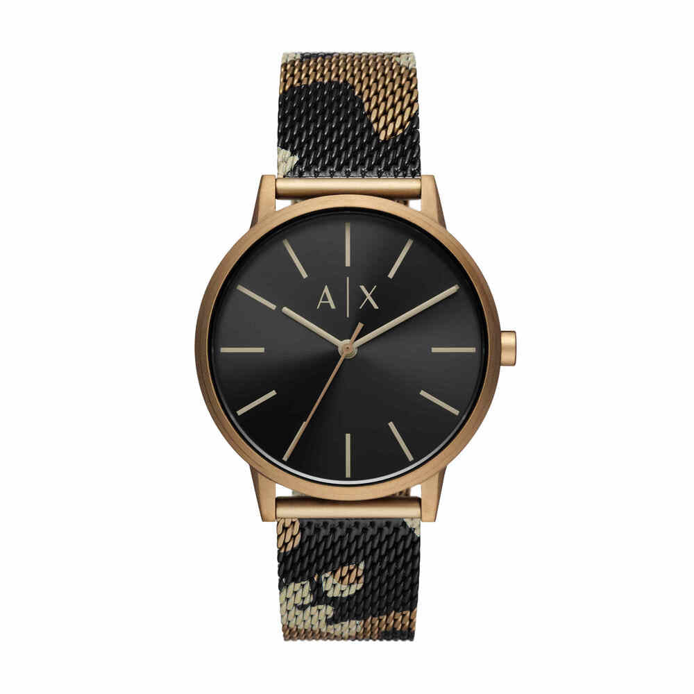 Three-Hand Camo Pattern Stainless Steel Mesh Watch
