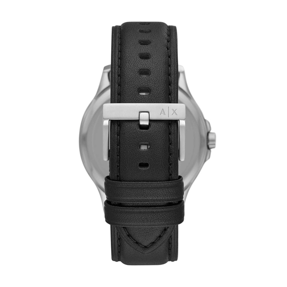 Three-Hand Date Black Leather Watch
