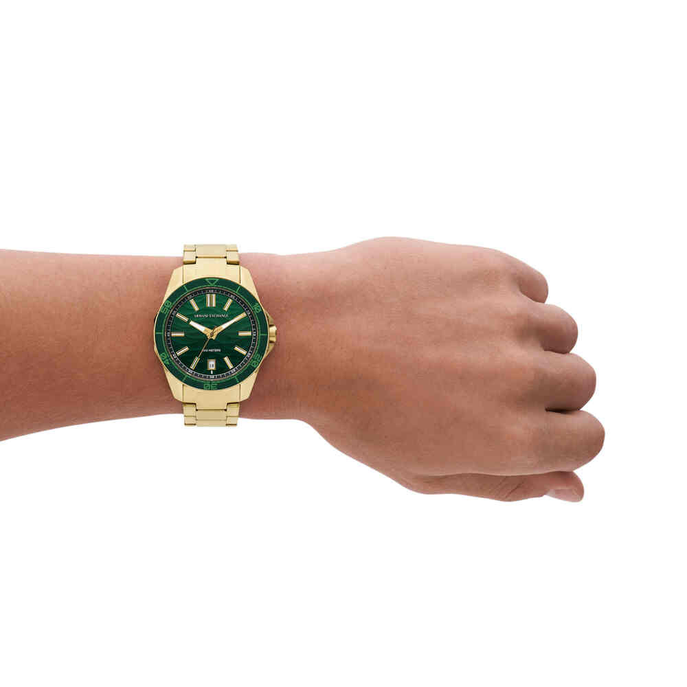 Three-Hand Date Gold-Tone Stainless Steel Watch
