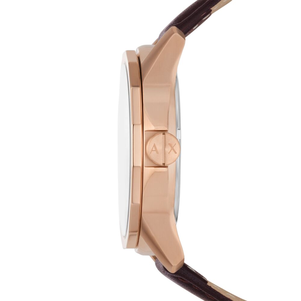 Three-Hand Day-Date Brown Leather Watch
