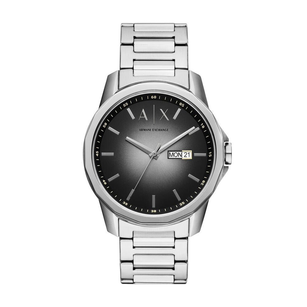 Three-Hand Day-Date Stainless Steel Watch