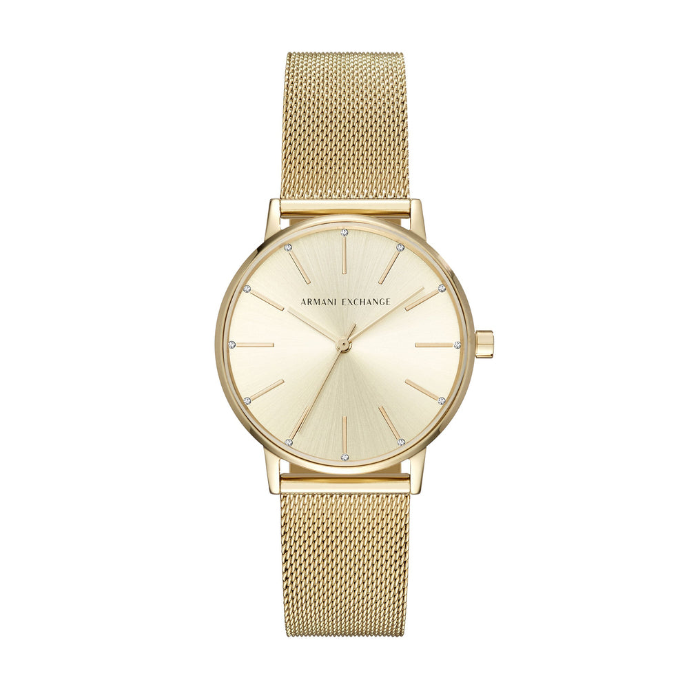 Three-Hand Gold-Tone Stainless Steel Mesh Watch