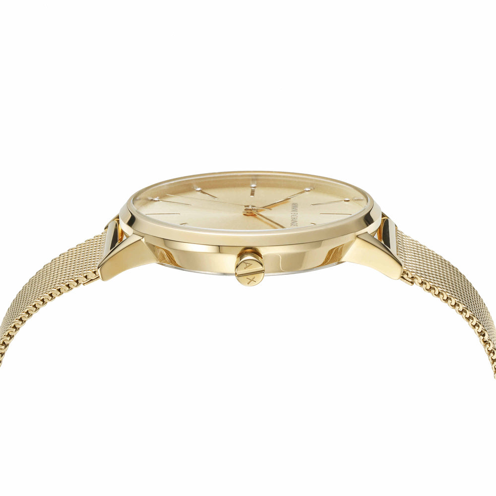 Three-Hand Gold-Tone Stainless Steel Mesh Watch