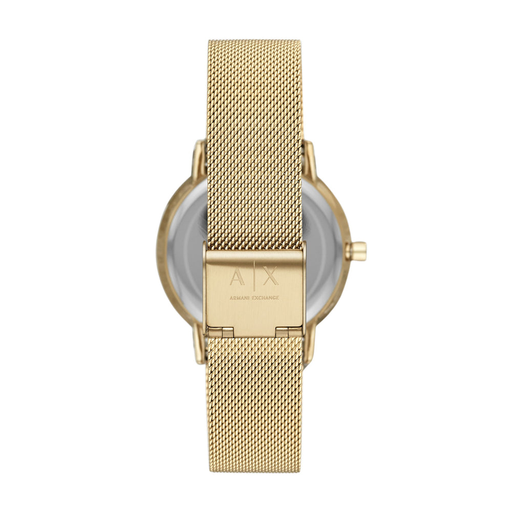 Three-Hand Gold-Tone Stainless Steel Mesh Watch