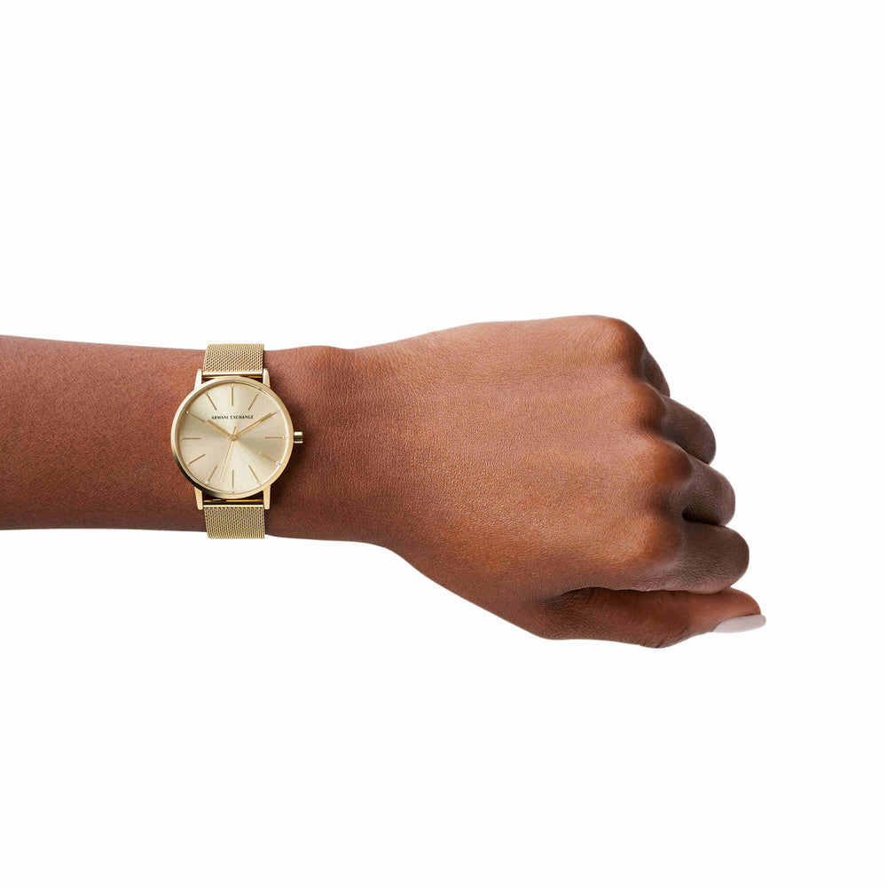 Three-Hand Gold-Tone Stainless Steel Mesh Watch