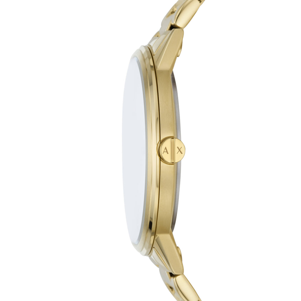 Three-Hand Gold-Tone Stainless Steel Watch and Gold-Tone Stainless Steel Bracelet Set