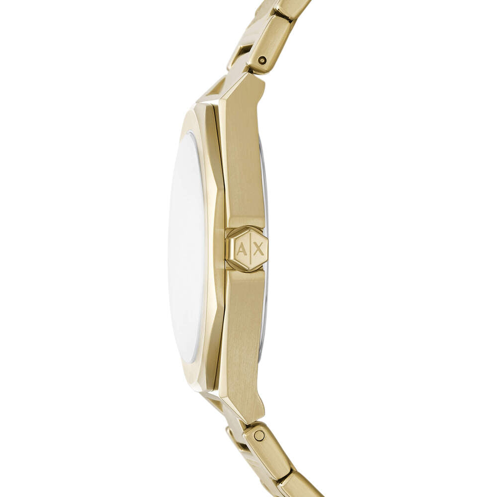 Three-Hand Gold-Tone Stainless Steel Watch