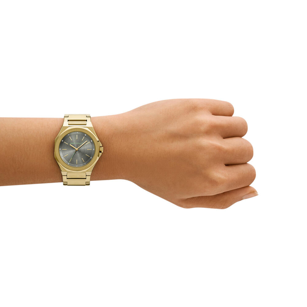 Three-Hand Gold-Tone Stainless Steel Watch
