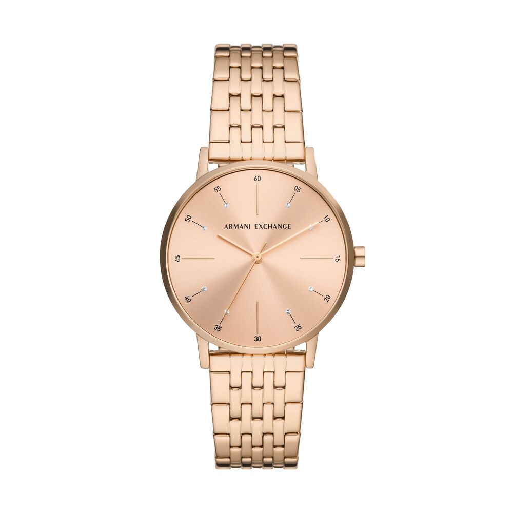 Three-Hand Rose Gold-Tone Stainless Steel Watch