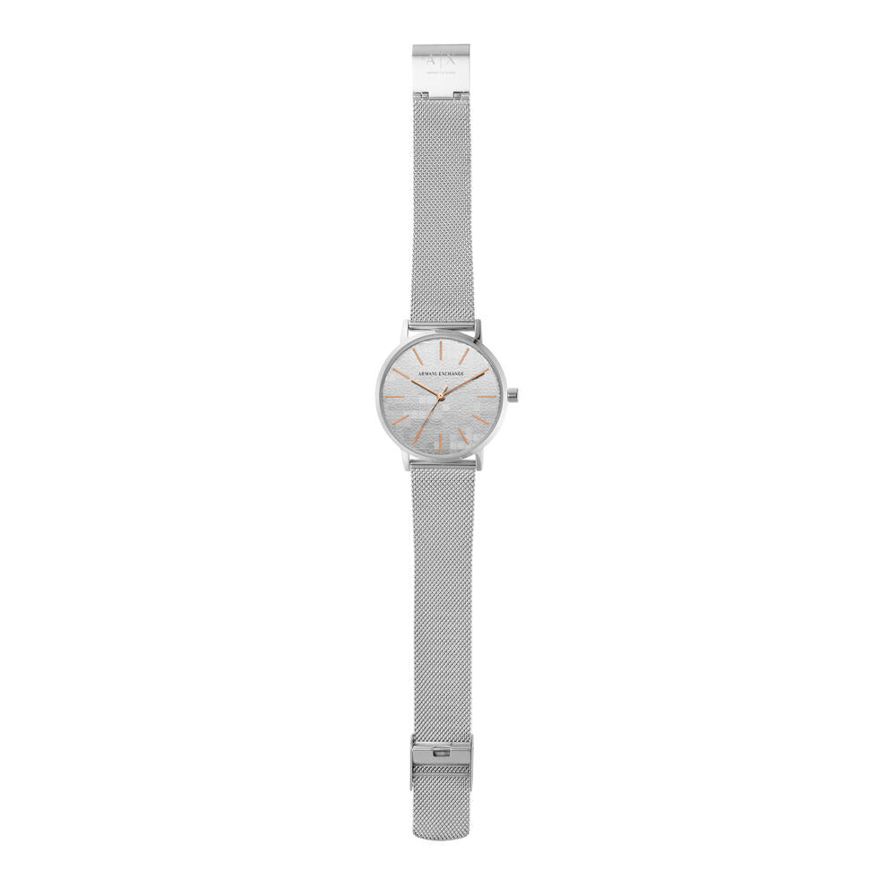 Three-Hand Stainless Steel Mesh Watch