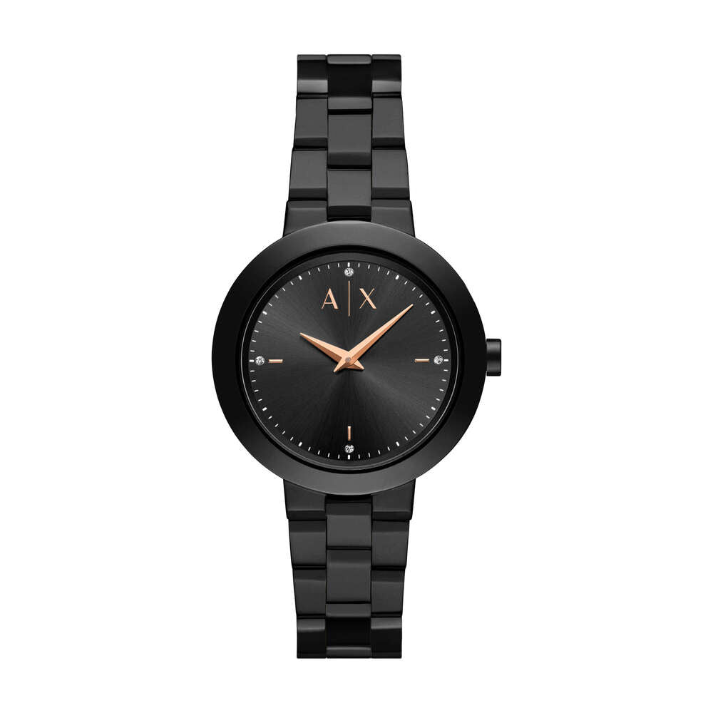 Two-Hand Black Stainless Steel Watch