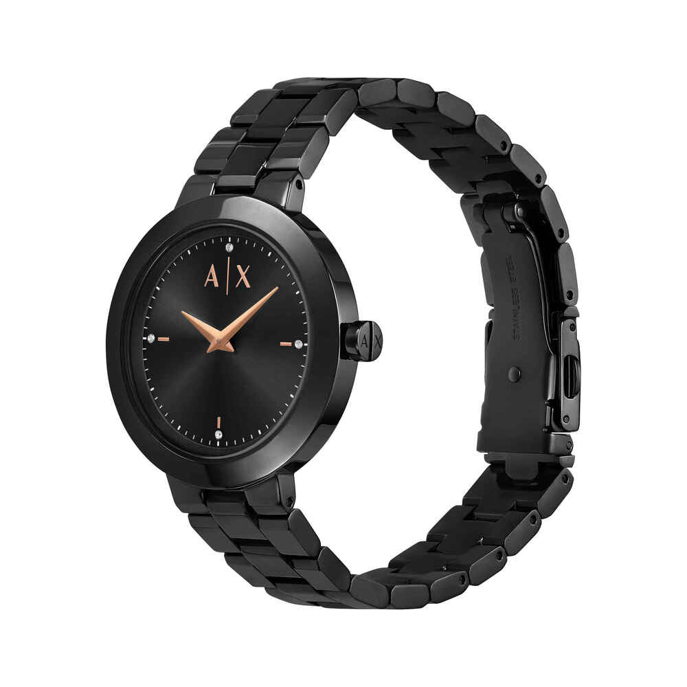Two-Hand Black Stainless Steel Watch