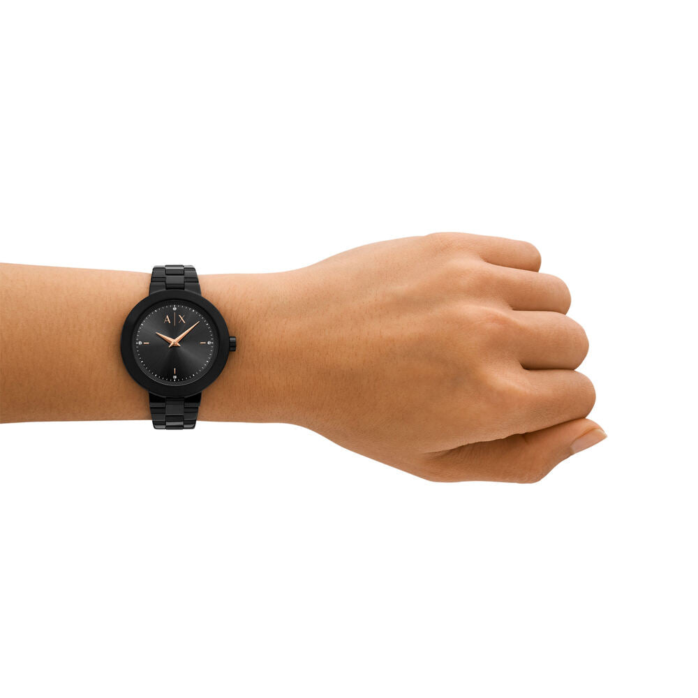 Two-Hand Black Stainless Steel Watch