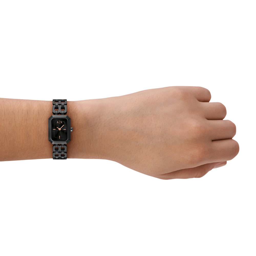 Two-Hand Black Stainless Steel Watch