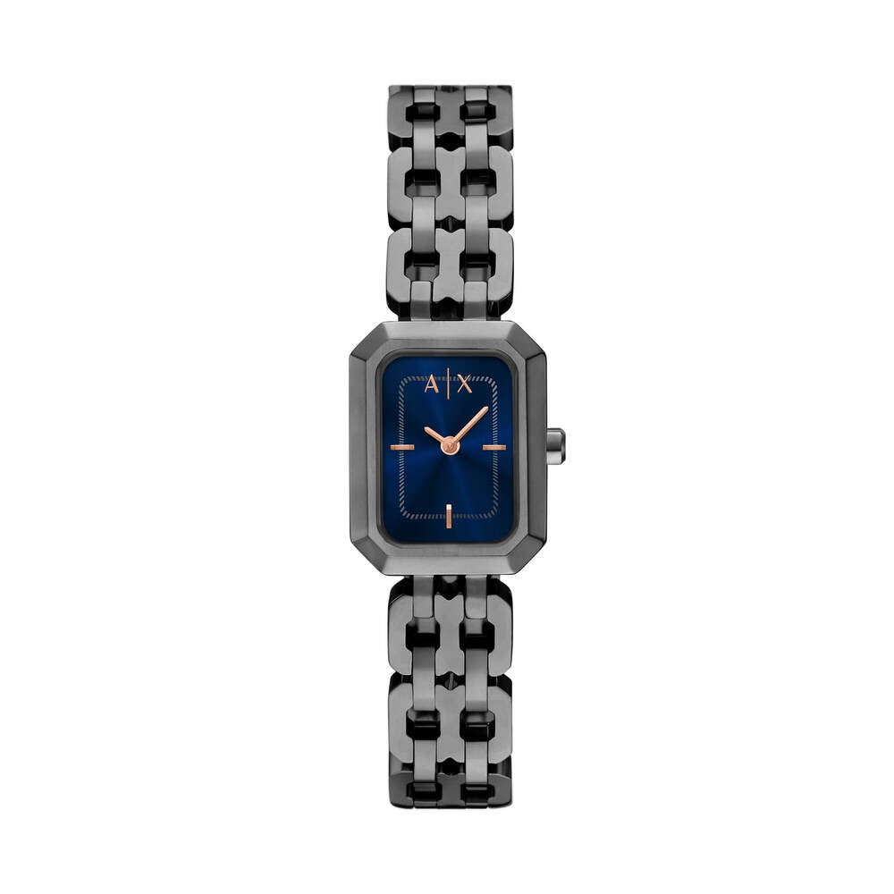 Two-Hand Gunmetal Stainless Steel Watch