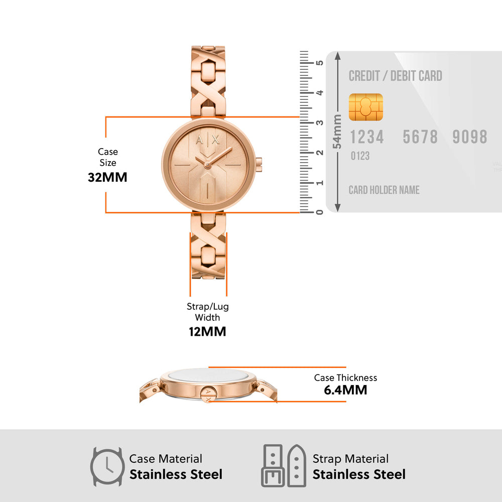 Two-Hand Rose Gold-Tone Stainless Steel Watch