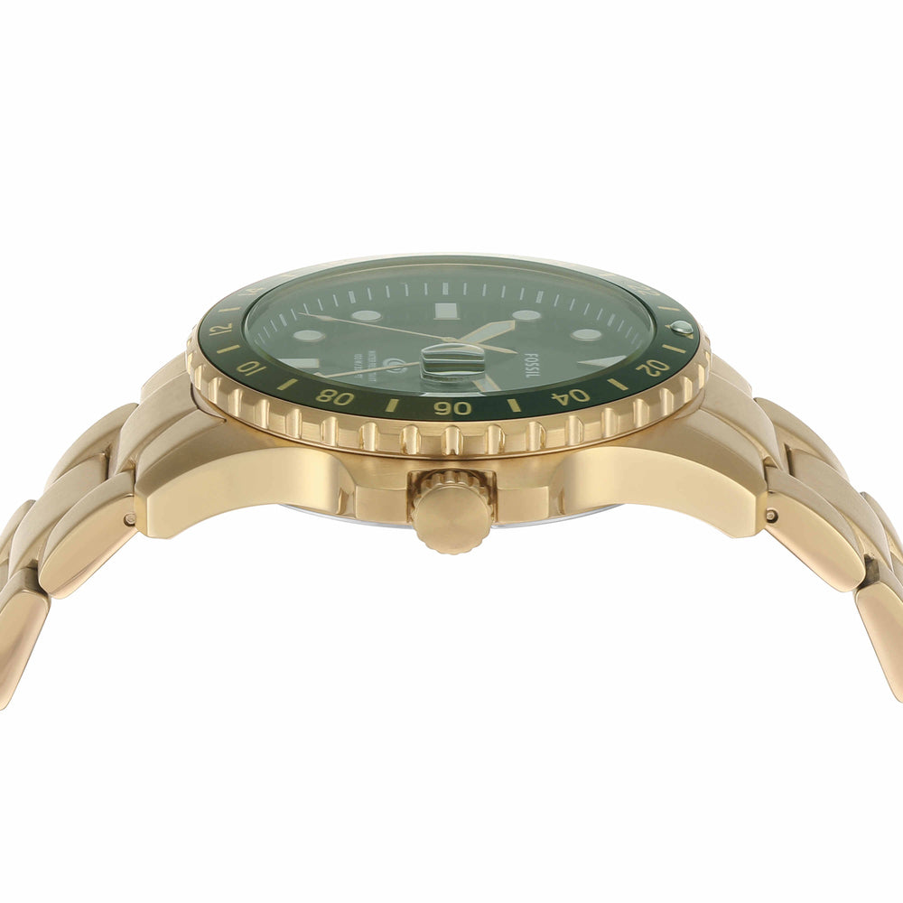 Blue Dive Three-Hand Date Gold-Tone