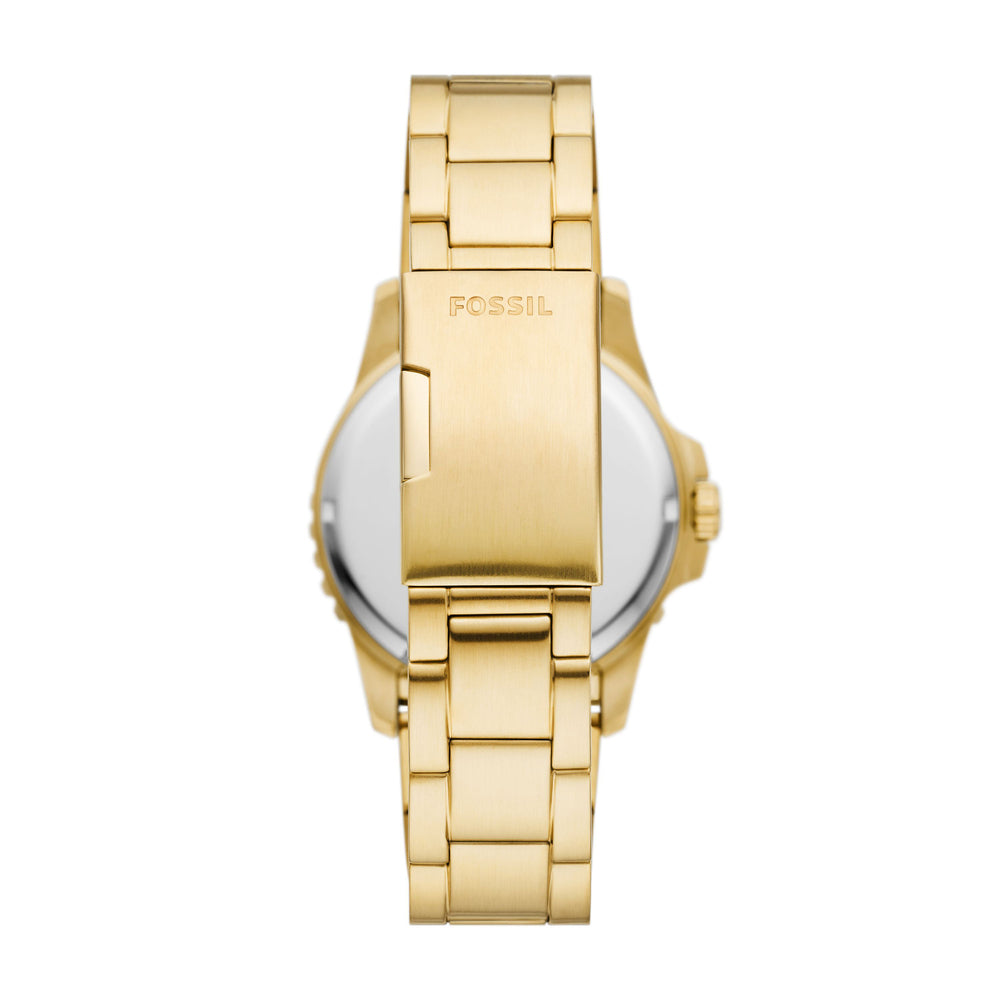 Blue Dive Three-Hand Date Gold-Tone