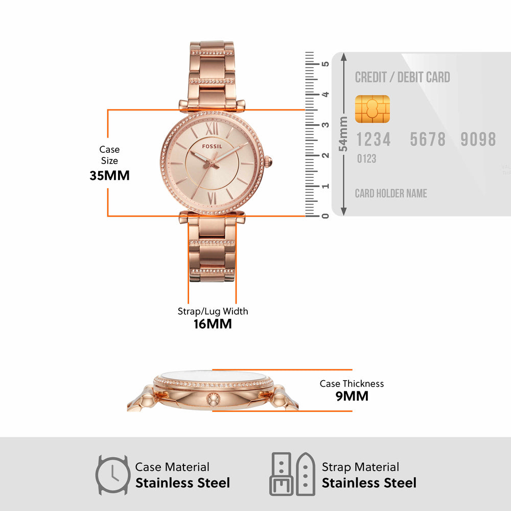 Carlie Three-Hand Rose Gold-Tone