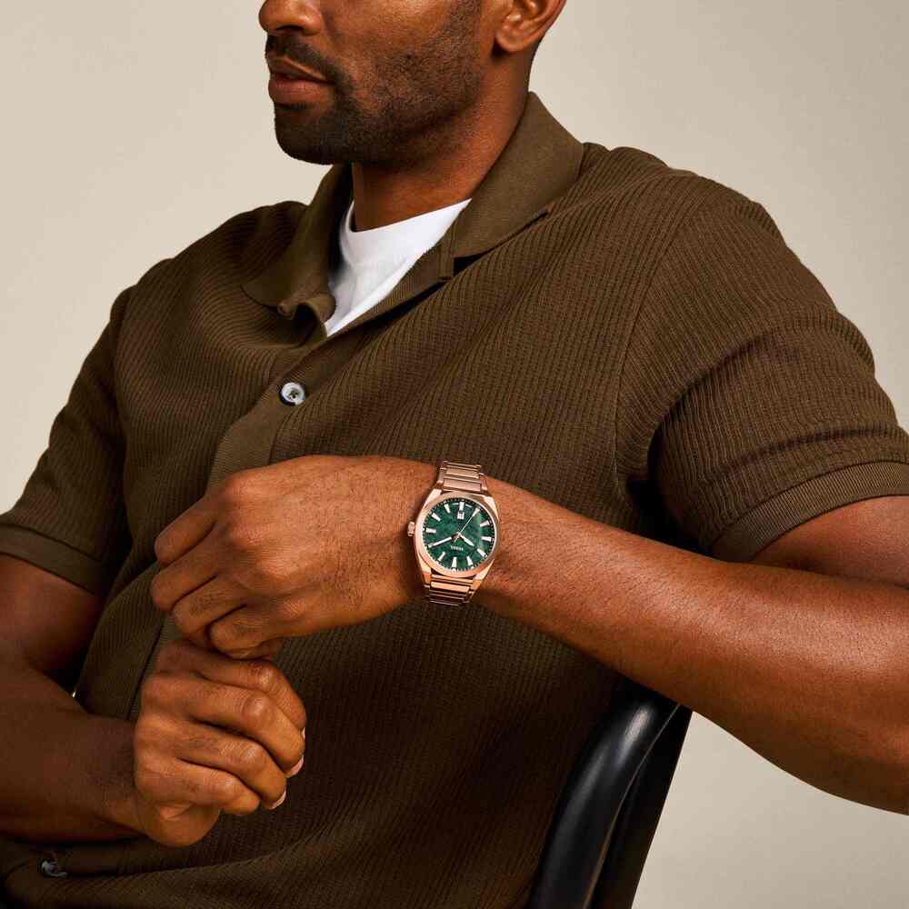 Everett Three-Hand Date Rose Gold-Tone