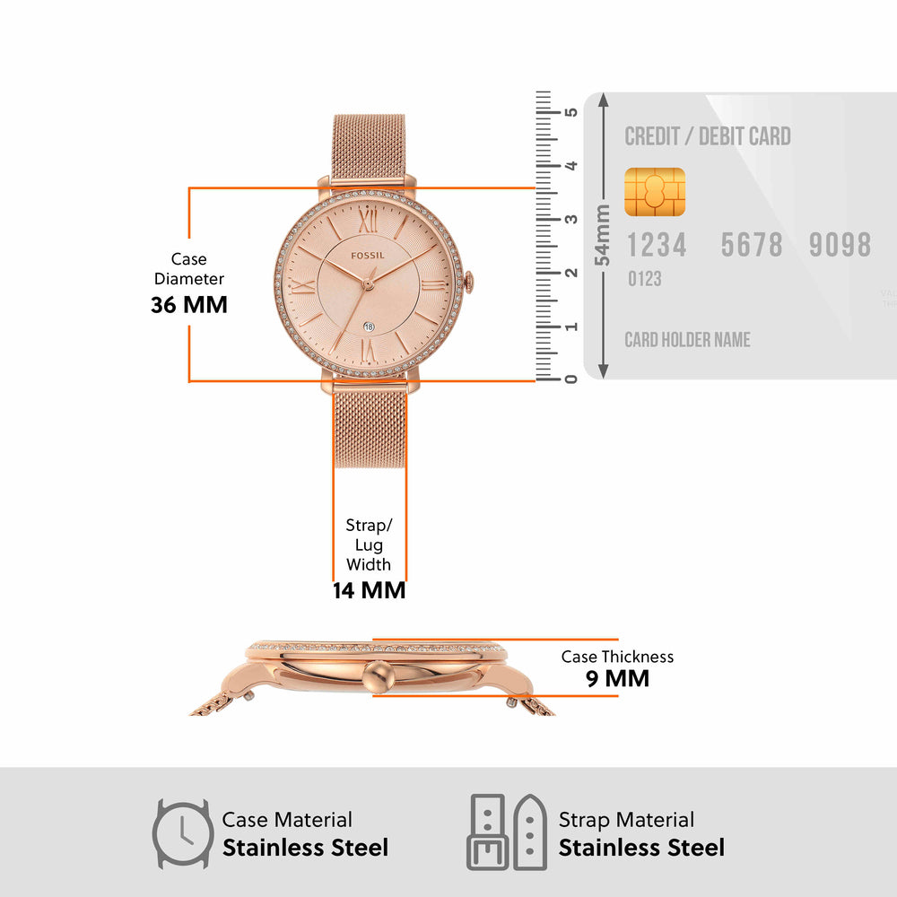 Jacqueline Three-Hand Date Rose Gold-Tone