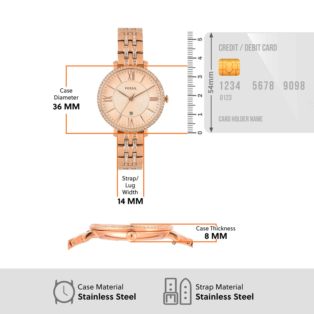 Jacqueline Three-Hand Rose Gold-Tone