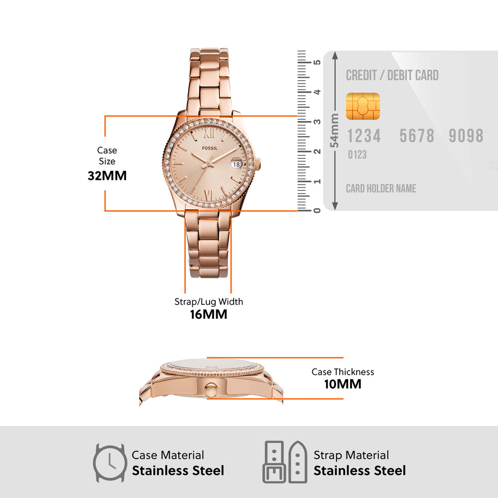 Scarlette Mini Three-Hand Date Rose Gold-Tone