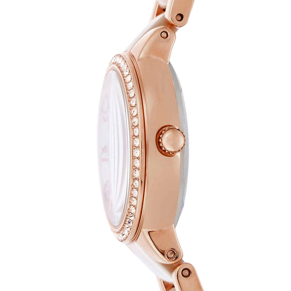 Virginia Three-Hand Day-Date Rose Gold-Tone and Horn Acetate