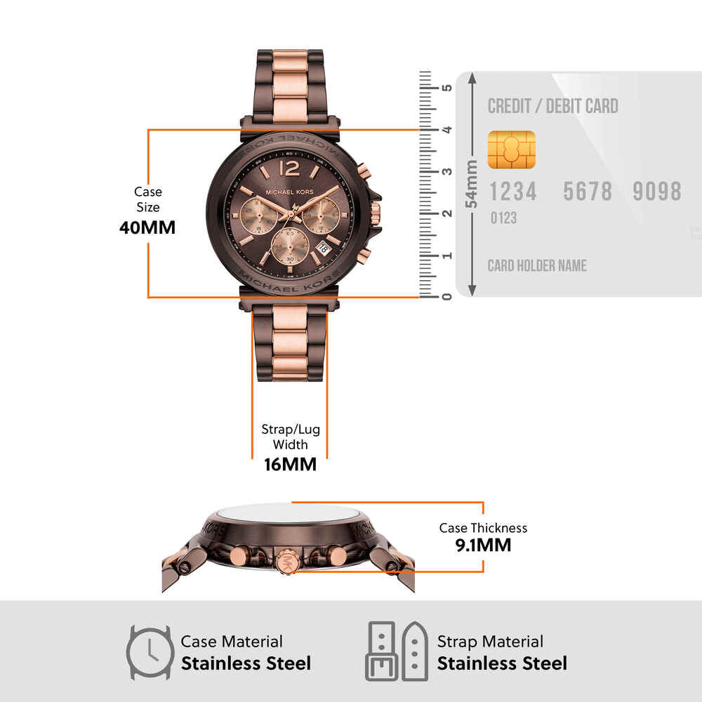 Maren Chronograph Chocolate and Rose Gold-Tone Stainless Steel Watch