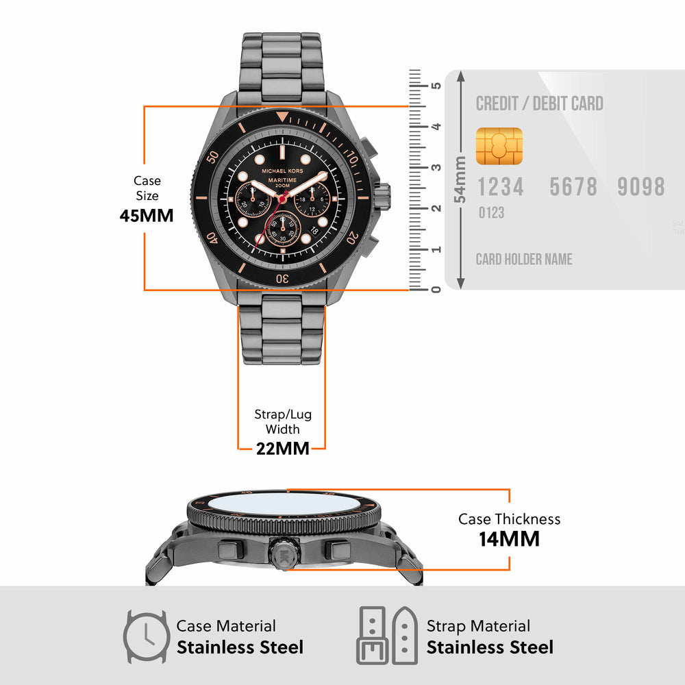 Maritime Chronograph Gunmetal Stainless Steel Watch