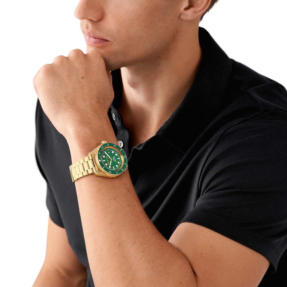 Maritime Three-Hand Date Gold-Tone Stainless Steel Watch